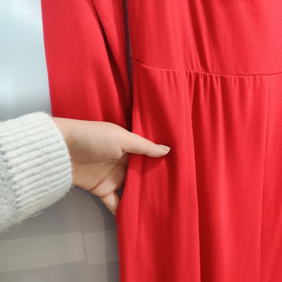 Reformation Cherry Red Pippa Midi Dress Sz Large - Picture 8 of 8